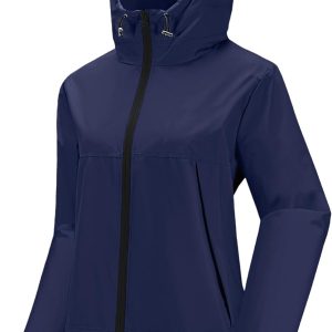 Rain Jacket Women Waterproof Lightweight Raincoat Lined Outdoor Hooded Windbreaker