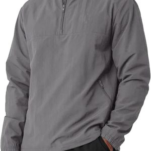 Men's Casual Quarter Zip Pullover Golf Windbreakers Athletic Lightweight Jacket Hiking Running Sweatshirt with Pockets