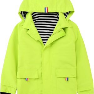 Boys Girls Waterproof Hooded Jackets Cotton Lined Rain Jackets