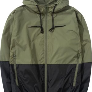 Men Lightweight Windbreaker Jackets Outdoor Hooded Pocket Raincoat Jacket