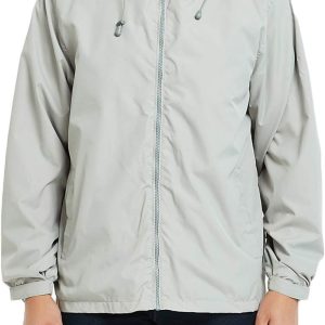 Mens Lightweight Windbreaker Waterproof Rain Jacket with Removable Hood