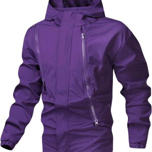 Men's Zip Up Hoodies Jacket Long Sleeve Windbreaker Jacket Outerwear with Pockets