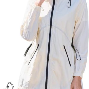 Women Rain Jacket Lightweight Waterproof Jacket With Hood Outdoor Packable Raincoat with Pockets S-XXL