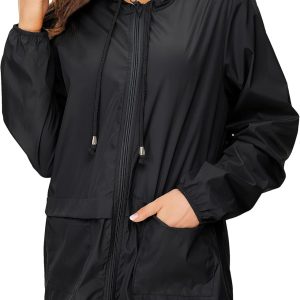 Lightweight Rain Jacket Women Raincoat for Women Packable Rain Coat Windbreaker Rain Jackets Waterproof with Hood