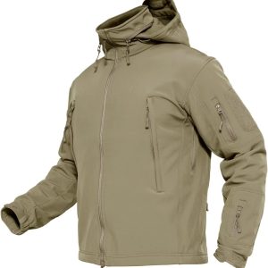 Men's Tactical Jacket Winter Snow Ski Jacket Water Resistant Softshell Fleece Lined Winter Coats Multi-Pockets