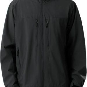 Men Waterproof Softshell Jacket Lightweight Windbreaker Hooded Rain Coat For Outdoor Hiking