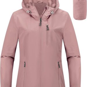 Packable Rain Jacket Women Lightweight Waterproof Raincoat with Hood Cycling Bike Jacket