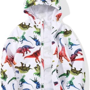 Boys Windbreaker Jacket Hooded Lightweight Windroof Water-resistant Outdoor Coats for Kids