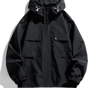 Mens Jacket Casual Lightweight Hooded Windbreaker softshell Easy-Care Zip-Up Versatile Outdoor Comfort Activities Coat