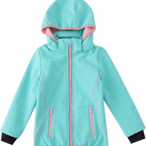 Girls Hooded Fleece Lined Waterproof Windproof Jacket