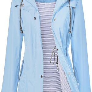 Raincoat Women Waterproof Long Hooded Trench Coats Lined Windbreaker Travel Jacket S-XXL