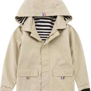 Boys Girls Waterproof Hooded Jackets Cotton Lined Rain Jackets