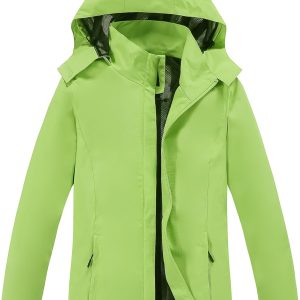 Women Lightweight Rain Jacket with Hood, Waterproof Travel Jacket