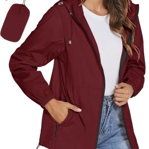 Women Rain Jackets Waterproof Windbreaker Jackets lightweight Portable Rain Coat